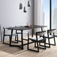 Rectangle Black Industrial Dining Table Pine Solid Wood Table with Trestle Base 63"L x 27.6"W x 29.5"H Clearhalo ' dining_table' 'Dining Tables & Seating' 'Dining Tables' 'Furniture' 'furniture_dining_table' 'Kitchen & Dining Furniture' 'kitchen&dining_furn' 'kitchen' 'kitchen_dining_table' 4429308
