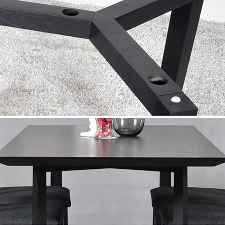 Rectangle Black Industrial Dining Table Pine Solid Wood Table with Trestle Base Clearhalo ' dining_table' 'Dining Tables & Seating' 'Dining Tables' 'Furniture' 'furniture_dining_table' 'Kitchen & Dining Furniture' 'kitchen&dining_furn' 'kitchen' 'kitchen_dining_table' 4429316