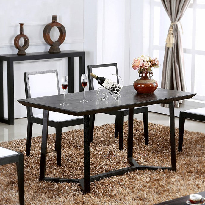 Rectangle Black Industrial Dining Table Pine Solid Wood Table with Trestle Base Clearhalo ' dining_table' 'Dining Tables & Seating' 'Dining Tables' 'Furniture' 'furniture_dining_table' 'Kitchen & Dining Furniture' 'kitchen&dining_furn' 'kitchen' 'kitchen_dining_table' 4429317