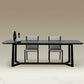 Rectangle Black Industrial Dining Table Pine Solid Wood Table with Trestle Base Clearhalo ' dining_table' 'Dining Tables & Seating' 'Dining Tables' 'Furniture' 'furniture_dining_table' 'Kitchen & Dining Furniture' 'kitchen&dining_furn' 'kitchen' 'kitchen_dining_table' 4429319