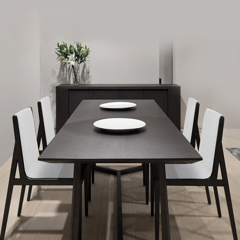 Rectangle Black Industrial Dining Table Pine Solid Wood Table with Trestle Base Clearhalo ' dining_table' 'Dining Tables & Seating' 'Dining Tables' 'Furniture' 'furniture_dining_table' 'Kitchen & Dining Furniture' 'kitchen&dining_furn' 'kitchen' 'kitchen_dining_table' 4429320