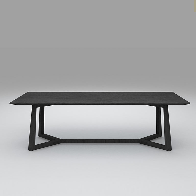 Rectangle Black Industrial Dining Table Pine Solid Wood Table with Trestle Base Clearhalo ' dining_table' 'Dining Tables & Seating' 'Dining Tables' 'Furniture' 'furniture_dining_table' 'Kitchen & Dining Furniture' 'kitchen&dining_furn' 'kitchen' 'kitchen_dining_table' 4429321