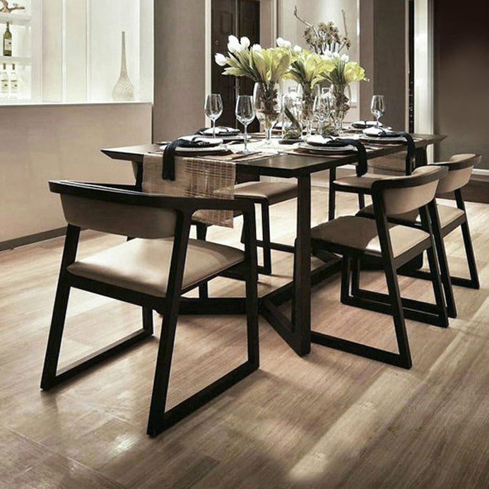 Rectangle Black Industrial Dining Table Pine Solid Wood Table with Trestle Base Clearhalo ' dining_table' 'Dining Tables & Seating' 'Dining Tables' 'Furniture' 'furniture_dining_table' 'Kitchen & Dining Furniture' 'kitchen&dining_furn' 'kitchen' 'kitchen_dining_table' 4429322
