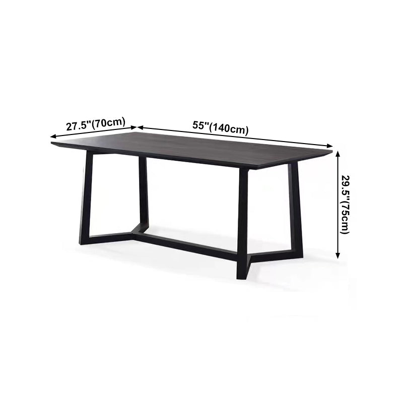 Rectangle Black Industrial Dining Table Pine Solid Wood Table with Trestle Base Clearhalo ' dining_table' 'Dining Tables & Seating' 'Dining Tables' 'Furniture' 'furniture_dining_table' 'Kitchen & Dining Furniture' 'kitchen&dining_furn' 'kitchen' 'kitchen_dining_table' 4429324