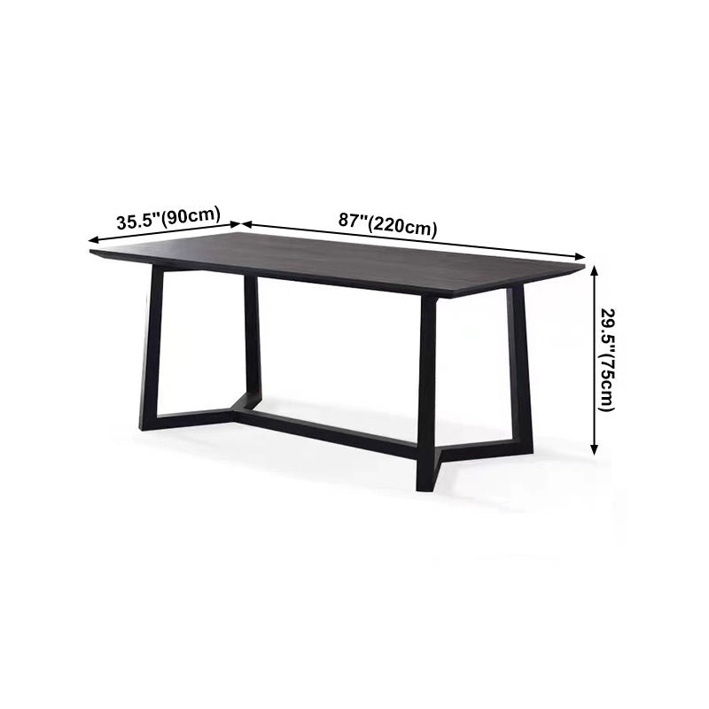 Rectangle Black Industrial Dining Table Pine Solid Wood Table with Trestle Base Clearhalo ' dining_table' 'Dining Tables & Seating' 'Dining Tables' 'Furniture' 'furniture_dining_table' 'Kitchen & Dining Furniture' 'kitchen&dining_furn' 'kitchen' 'kitchen_dining_table' 4429328