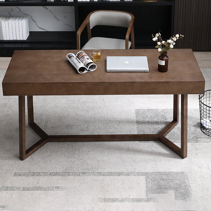 Solid Wood Contemporary Rectangular Dining Table Ash Wood Top Table with Trestle Base 63"L x 23.6"W x 29.5"H Without Chairs Clearhalo ' dining_table' 'Dining Tables & Seating' 'Dining Tables' 'furn' 'furn_dining_table' 'Furniture' 'furniture_dining_table' 'Kitchen & Dining Furniture' 'kitchen&dining_furn' 'kitchen' 'kitchen_dining_table' 4429361