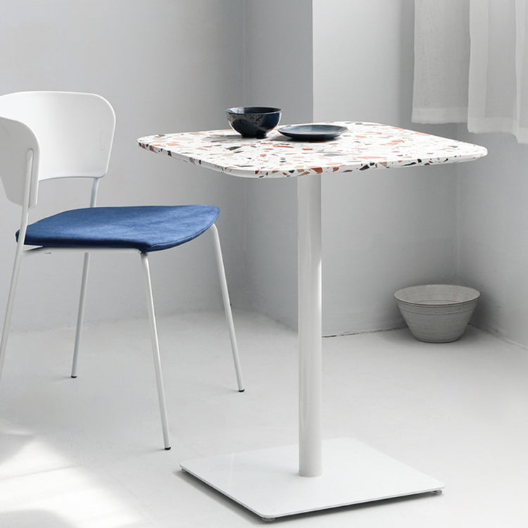 Industrial Metal Pedestal Dining Table Sintered Stone Table for Dining Room Square 23.6"L x 23.6"W x 29.5"H Without Chairs Clearhalo ' dining_table' 'Dining Tables & Seating' 'Dining Tables' 'furn' 'furn_dining_table' 'Furniture' 'furniture_dining_table' 'Kitchen & Dining Furniture' 'kitchen&dining_furn' 'kitchen' 'kitchen_dining_table' 4429384