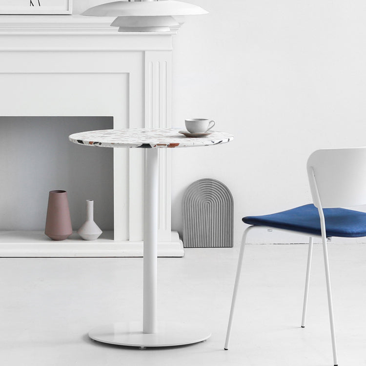 Industrial Metal Pedestal Dining Table Sintered Stone Table for Dining Room Round 23.6"L x 23.6"W x 29.5"H Without Chairs Clearhalo ' dining_table' 'Dining Tables & Seating' 'Dining Tables' 'furn' 'furn_dining_table' 'Furniture' 'furniture_dining_table' 'Kitchen & Dining Furniture' 'kitchen&dining_furn' 'kitchen' 'kitchen_dining_table' 4429385