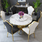 Round Traditional Luxury Dining Table White Sintered Stone Indoor Table with Pedestal Base 53.1"L x 53.1"W x 29.5"H Without Chairs Clearhalo ' dining_table' 'Dining Tables & Seating' 'Dining Tables' 'furn' 'furn_dining_table' 'Furniture' 'furniture_dining_table' 'Kitchen & Dining Furniture' 'kitchen&dining_furn' 'kitchen' 'kitchen_dining_table' 4429419