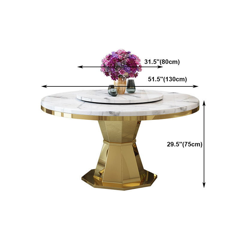 Round Traditional Luxury Dining Table White Sintered Stone Indoor Table with Pedestal Base Clearhalo ' dining_table' 'Dining Tables & Seating' 'Dining Tables' 'furn' 'furn_dining_table' 'Furniture' 'furniture_dining_table' 'Kitchen & Dining Furniture' 'kitchen&dining_furn' 'kitchen' 'kitchen_dining_table' 4429423