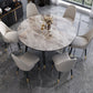 Traditional Luxury Dining Table Round Sintered Stone Dining Table with 4 Wood Legs Gray 47.2"L x 47.2"W x 29.5"H Without Chairs Clearhalo ' dining_table' 'Dining Tables & Seating' 'Dining Tables' 'furn' 'furn_dining_table' 'Furniture' 'furniture_dining_table' 'Kitchen & Dining Furniture' 'kitchen&dining_furn' 'kitchen' 'kitchen_dining_table' 4429425