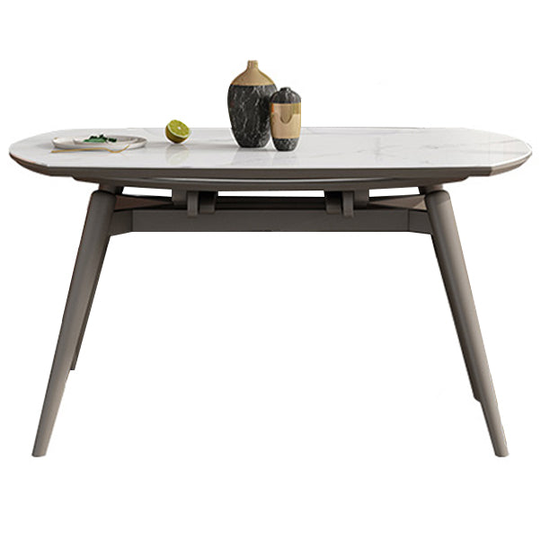 Traditional Luxury Dining Table Round Sintered Stone Dining Table with 4 Wood Legs White Without Chairs Clearhalo ' dining_table' 'Dining Tables & Seating' 'Dining Tables' 'furn' 'furn_dining_table' 'Furniture' 'furniture_dining_table' 'Kitchen & Dining Furniture' 'kitchen&dining_furn' 'kitchen' 'kitchen_dining_table' 4429429