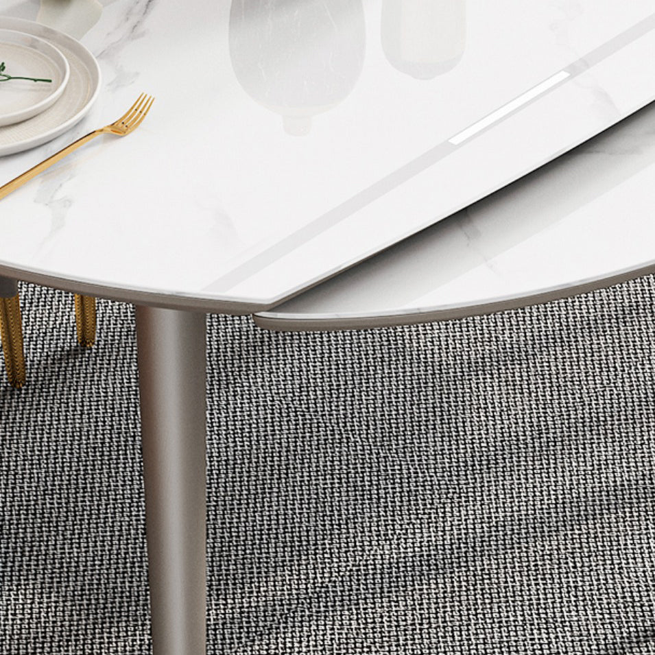 Traditional Luxury Dining Table Round Sintered Stone Dining Table with 4 Wood Legs Clearhalo ' dining_table' 'Dining Tables & Seating' 'Dining Tables' 'furn' 'furn_dining_table' 'Furniture' 'furniture_dining_table' 'Kitchen & Dining Furniture' 'kitchen&dining_furn' 'kitchen' 'kitchen_dining_table' 4429430