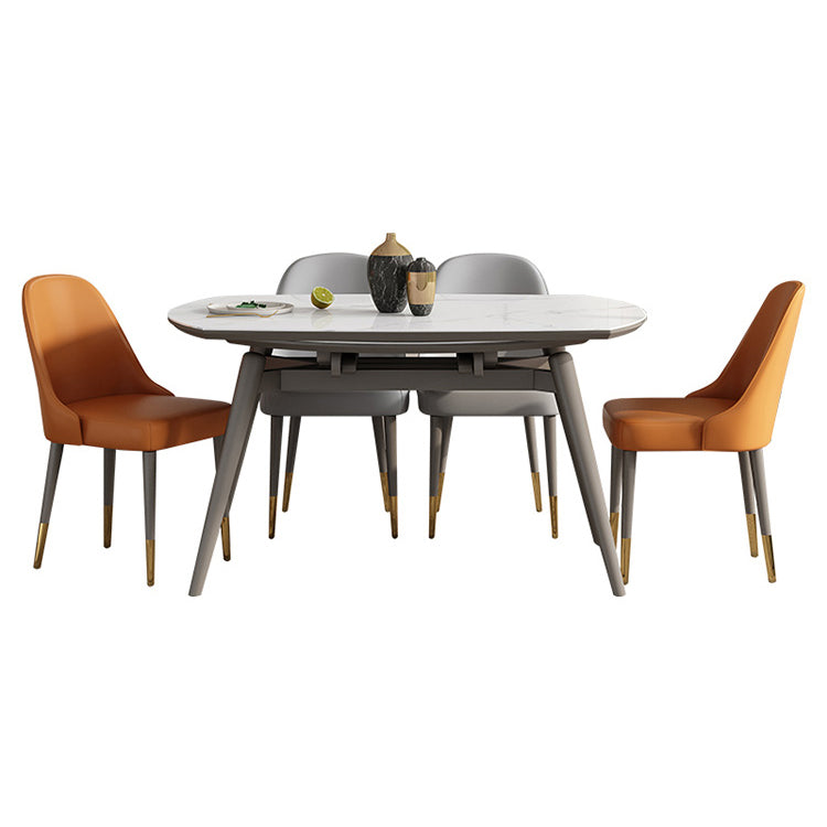 Traditional Luxury Dining Table Round Sintered Stone Dining Table with 4 Wood Legs Clearhalo ' dining_table' 'Dining Tables & Seating' 'Dining Tables' 'furn' 'furn_dining_table' 'Furniture' 'furniture_dining_table' 'Kitchen & Dining Furniture' 'kitchen&dining_furn' 'kitchen' 'kitchen_dining_table' 4429433
