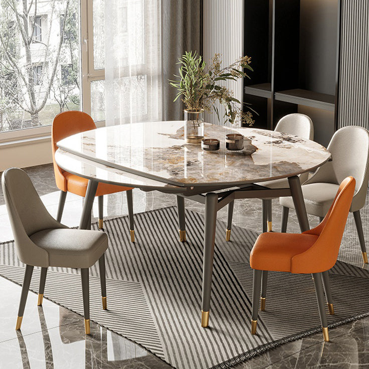 Traditional Luxury Dining Table Round Sintered Stone Dining Table with 4 Wood Legs Pandora Gold Without Chairs Clearhalo ' dining_table' 'Dining Tables & Seating' 'Dining Tables' 'furn' 'furn_dining_table' 'Furniture' 'furniture_dining_table' 'Kitchen & Dining Furniture' 'kitchen&dining_furn' 'kitchen' 'kitchen_dining_table' 4429435