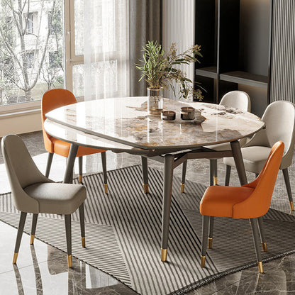 Traditional Luxury Dining Table Round Sintered Stone Dining Table with 4 Wood Legs Pandora Gold Without Chairs Clearhalo ' dining_table' 'Dining Tables & Seating' 'Dining Tables' 'furn' 'furn_dining_table' 'Furniture' 'furniture_dining_table' 'Kitchen & Dining Furniture' 'kitchen&dining_furn' 'kitchen' 'kitchen_dining_table' 4429435