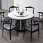 Modern White Standard Dining Table Round Marble Dining Table with Pedestal Base 47.2"L x 47.2"W x 29.5"H Lazy Susan Without Chairs Clearhalo ' dining_table' 'Dining Tables & Seating' 'Dining Tables' 'furn' 'furn_dining_table' 'Furniture' 'furniture_dining_table' 'Kitchen & Dining Furniture' 'kitchen&dining_furn' 'kitchen' 'kitchen_dining_table' 4429441