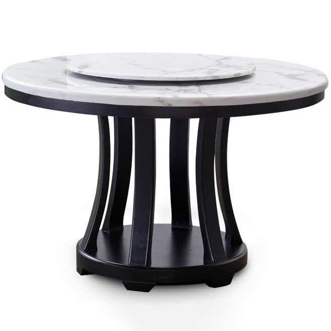 Modern White Standard Dining Table Round Marble Dining Table with Pedestal Base Lazy Susan Without Chairs Clearhalo ' dining_table' 'Dining Tables & Seating' 'Dining Tables' 'furn' 'furn_dining_table' 'Furniture' 'furniture_dining_table' 'Kitchen & Dining Furniture' 'kitchen&dining_furn' 'kitchen' 'kitchen_dining_table' 4429445