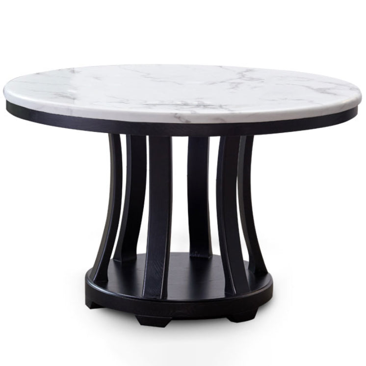 Modern White Standard Dining Table Round Marble Dining Table with Pedestal Base Fixed Table Without Chairs Clearhalo ' dining_table' 'Dining Tables & Seating' 'Dining Tables' 'furn' 'furn_dining_table' 'Furniture' 'furniture_dining_table' 'Kitchen & Dining Furniture' 'kitchen&dining_furn' 'kitchen' 'kitchen_dining_table' 4429448