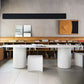 Oval Solid Wood Dining Table Modern Dinette Table with Double Pedestal Base White 78.7"L x 31.5"W x 29.5"H Without Chairs Clearhalo ' dining_table' 'Dining Tables & Seating' 'Dining Tables' 'furn' 'furn_dining_table' 'Furniture' 'furniture_dining_table' 'Kitchen & Dining Furniture' 'kitchen&dining_furn' 'kitchen' 'kitchen_dining_table' 4429471