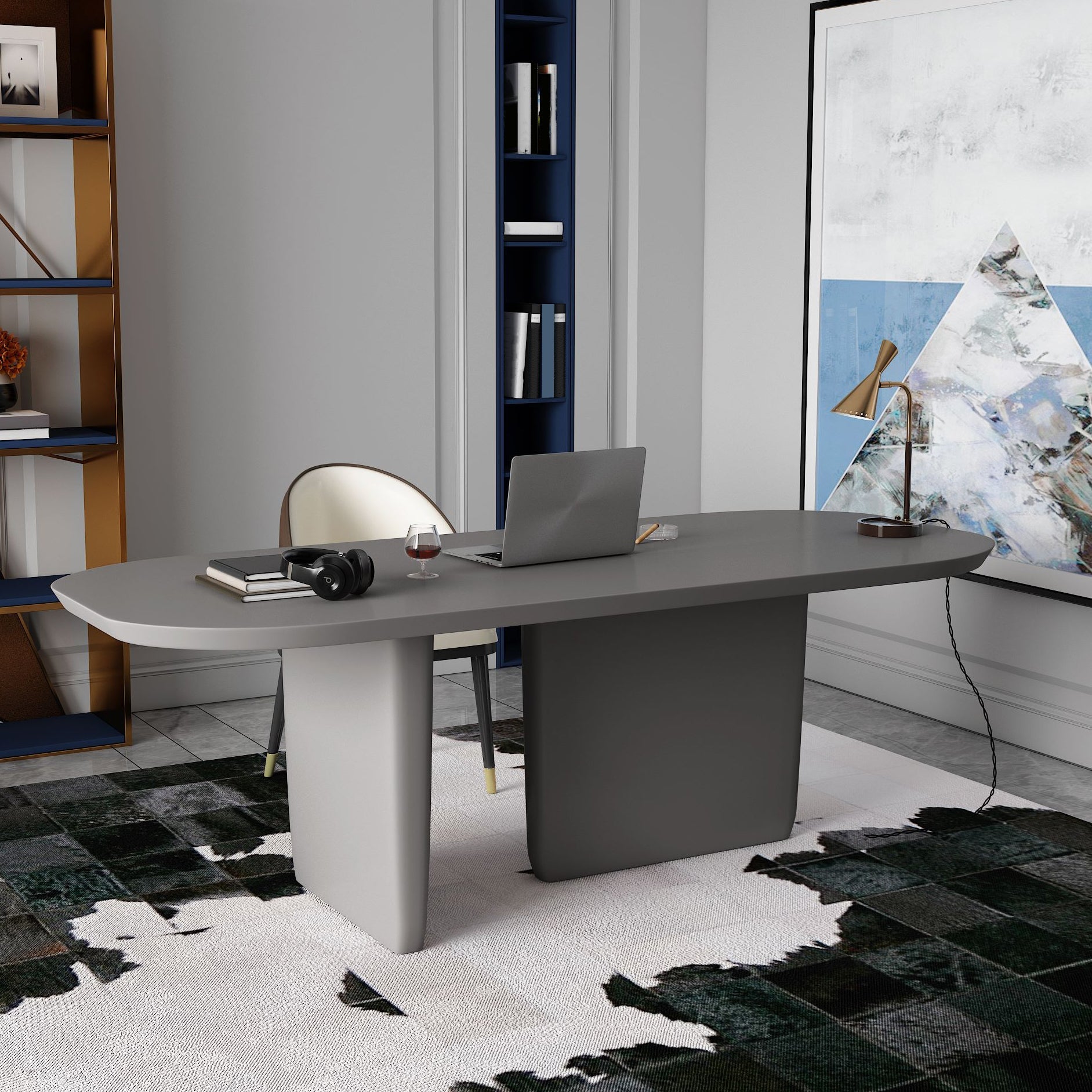 Rectangle Solid Wood Dining Table Modern Table with Double Pedestal Base Gray Without Chairs Clearhalo ' dining_table' 'Dining Tables & Seating' 'Dining Tables' 'furn' 'furn_dining_table' 'Furniture' 'furniture_dining_table' 'Kitchen & Dining Furniture' 'kitchen&dining_furn' 'kitchen' 'kitchen_dining_table' 4429499