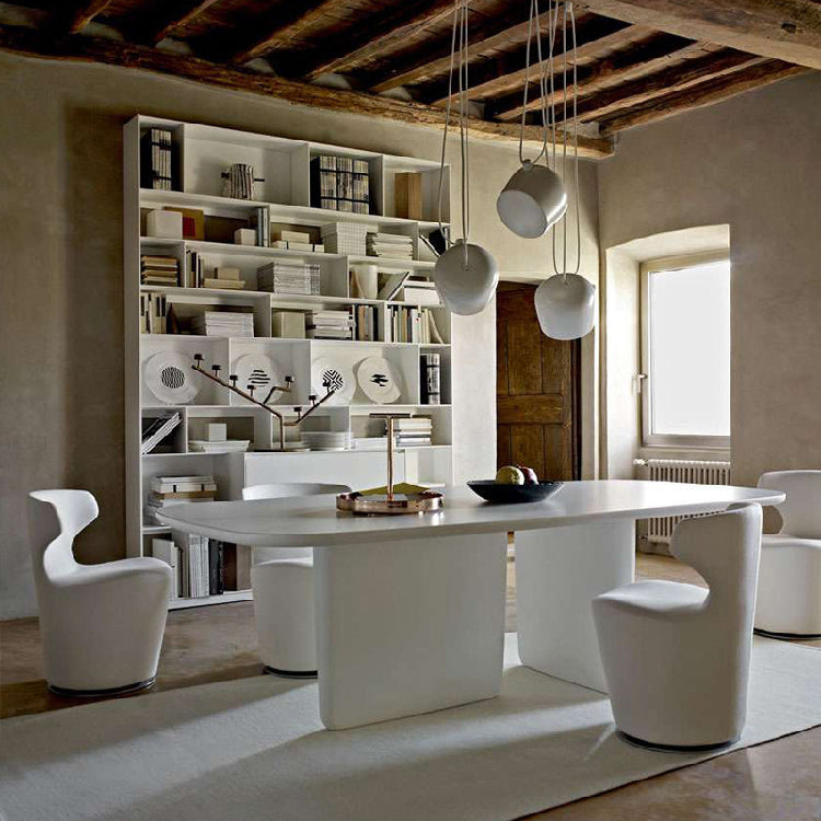 Rectangle Solid Wood Dining Table Modern Table with Double Pedestal Base White Without Chairs Clearhalo ' dining_table' 'Dining Tables & Seating' 'Dining Tables' 'furn' 'furn_dining_table' 'Furniture' 'furniture_dining_table' 'Kitchen & Dining Furniture' 'kitchen&dining_furn' 'kitchen' 'kitchen_dining_table' 4429500