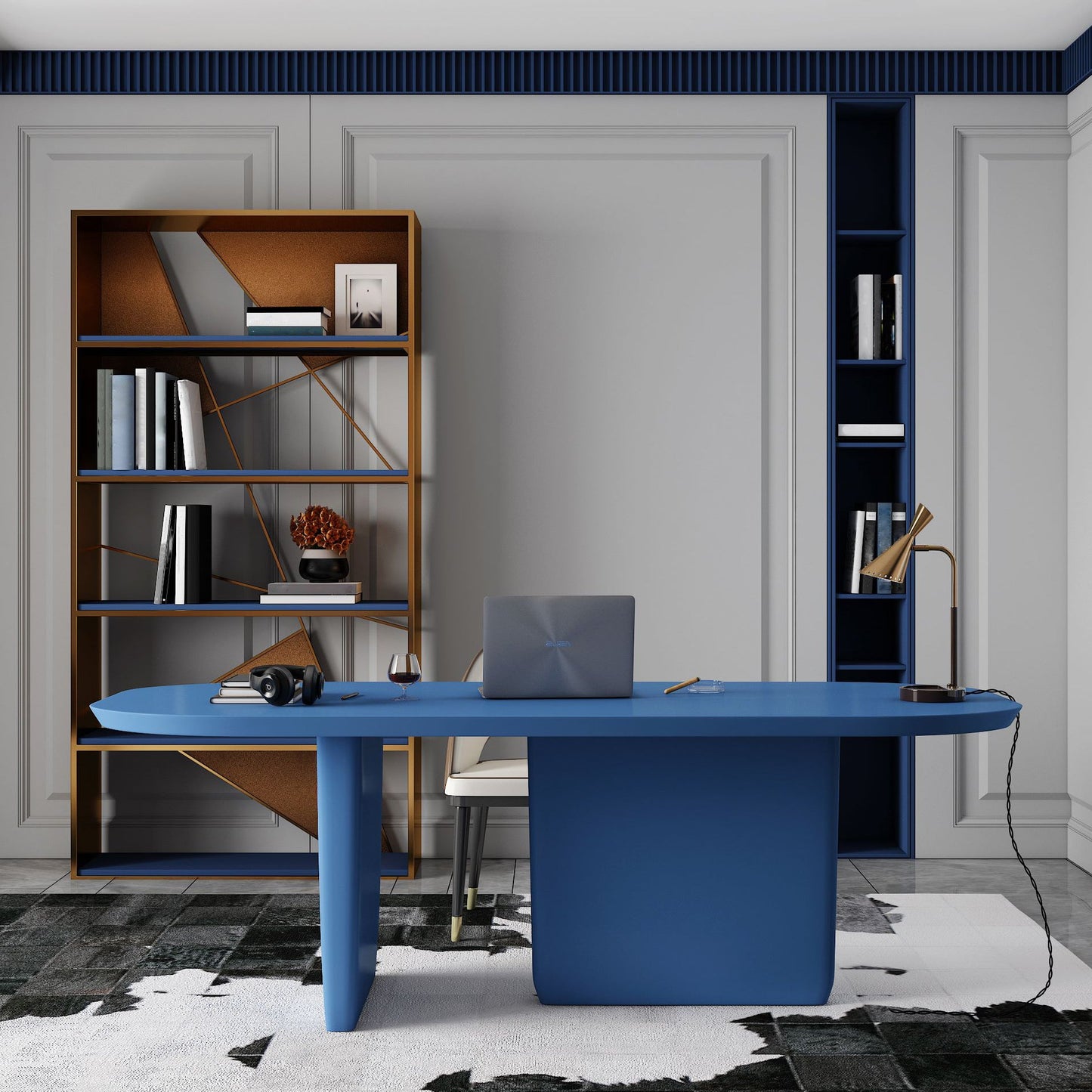 Rectangle Solid Wood Dining Table Modern Table with Double Pedestal Base Blue Without Chairs Clearhalo ' dining_table' 'Dining Tables & Seating' 'Dining Tables' 'furn' 'furn_dining_table' 'Furniture' 'furniture_dining_table' 'Kitchen & Dining Furniture' 'kitchen&dining_furn' 'kitchen' 'kitchen_dining_table' 4429501