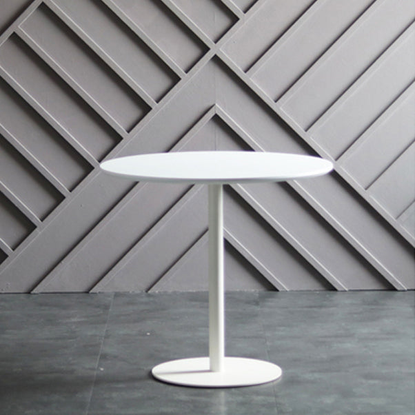 Modern Artificial Wood Table Round Dining Table with Metal Pedestal Base for Restaurant White Without Chairs Clearhalo ' dining_table' 'Dining Tables & Seating' 'Dining Tables' 'furn' 'furn_dining_table' 'Furniture' 'furniture_dining_table' 'Kitchen & Dining Furniture' 'kitchen&dining_furn' 'kitchen' 'kitchen_dining_table' 4429515