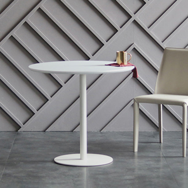 Modern Artificial Wood Table Round Dining Table with Metal Pedestal Base for Restaurant White 31.5"L x 31.5"W x 29.5"H Without Chairs Clearhalo ' dining_table' 'Dining Tables & Seating' 'Dining Tables' 'furn' 'furn_dining_table' 'Furniture' 'furniture_dining_table' 'Kitchen & Dining Furniture' 'kitchen&dining_furn' 'kitchen' 'kitchen_dining_table' 4429517