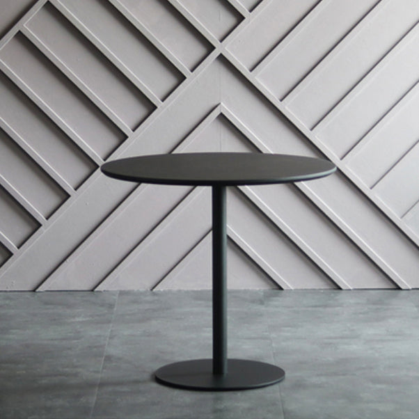 Modern Artificial Wood Table Round Dining Table with Metal Pedestal Base for Restaurant Black Without Chairs Clearhalo ' dining_table' 'Dining Tables & Seating' 'Dining Tables' 'furn' 'furn_dining_table' 'Furniture' 'furniture_dining_table' 'Kitchen & Dining Furniture' 'kitchen&dining_furn' 'kitchen' 'kitchen_dining_table' 4429518