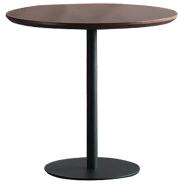 Modern Artificial Wood Table Round Dining Table with Metal Pedestal Base for Restaurant Walnut 19.7"L x 19.7"W x 29.5"H Without Chairs Clearhalo ' dining_table' 'Dining Tables & Seating' 'Dining Tables' 'furn' 'furn_dining_table' 'Furniture' 'furniture_dining_table' 'Kitchen & Dining Furniture' 'kitchen&dining_furn' 'kitchen' 'kitchen_dining_table' 4429520