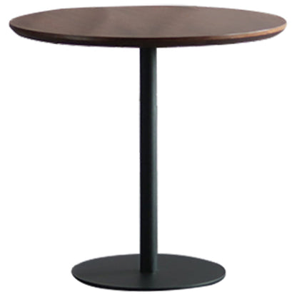 Modern Artificial Wood Table Round Dining Table with Metal Pedestal Base for Restaurant Walnut 19.7"L x 19.7"W x 29.5"H Without Chairs Clearhalo ' dining_table' 'Dining Tables & Seating' 'Dining Tables' 'furn' 'furn_dining_table' 'Furniture' 'furniture_dining_table' 'Kitchen & Dining Furniture' 'kitchen&dining_furn' 'kitchen' 'kitchen_dining_table' 4429520