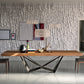 Industrial Solid Wood Table Kitchen Rectangle Dining Table with Black Metal Pedestal Base 70.9"L x 31.5"W x 29.5"H Without Chairs Clearhalo ' dining_table' 'Dining Tables & Seating' 'Dining Tables' 'furn' 'furn_dining_table' 'Furniture' 'furniture_dining_table' 'Kitchen & Dining Furniture' 'kitchen&dining_furn' 'kitchen' 'kitchen_dining_table' 4429534