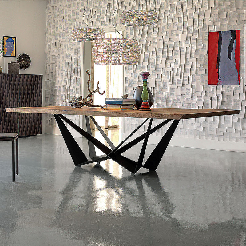 Industrial Solid Wood Table Kitchen Rectangle Dining Table with Black Metal Pedestal Base 59.1"L x 27.6"W x 29.5"H Without Chairs Clearhalo ' dining_table' 'Dining Tables & Seating' 'Dining Tables' 'furn' 'furn_dining_table' 'Furniture' 'furniture_dining_table' 'Kitchen & Dining Furniture' 'kitchen&dining_furn' 'kitchen' 'kitchen_dining_table' 4429535