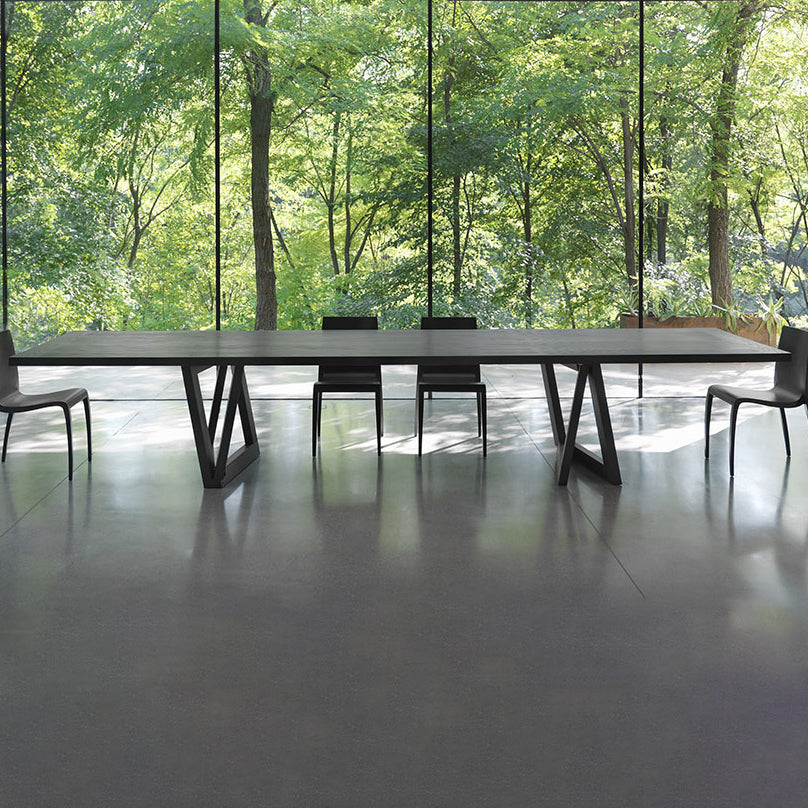 Industrial Solid Wooden Table Restaurant Rectangle Dining Table with Double Pedestal Base 94.5"L x 39.4"W x 29.5"H Without Chairs Clearhalo ' dining_table' 'Dining Tables & Seating' 'Dining Tables' 'furn' 'furn_dining_table' 'Furniture' 'furniture_dining_table' 'Kitchen & Dining Furniture' 'kitchen&dining_furn' 'kitchen' 'kitchen_dining_table' 4429543
