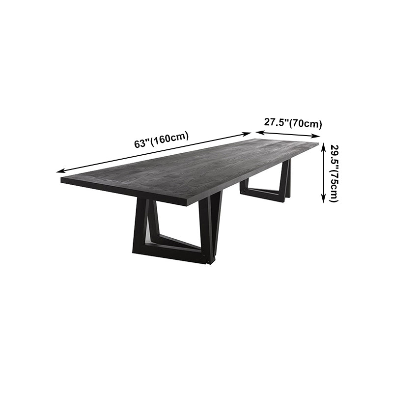 Industrial Solid Wooden Table Restaurant Rectangle Dining Table with Double Pedestal Base Clearhalo ' dining_table' 'Dining Tables & Seating' 'Dining Tables' 'furn' 'furn_dining_table' 'Furniture' 'furniture_dining_table' 'Kitchen & Dining Furniture' 'kitchen&dining_furn' 'kitchen' 'kitchen_dining_table' 4429549