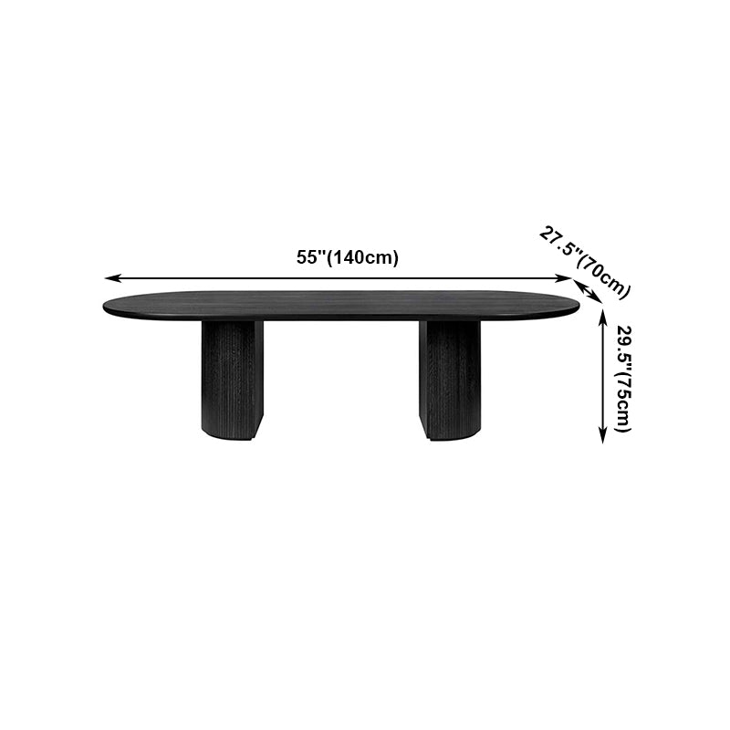 Modern Oval Double Pedestal Table Solid Wood Black Fixed Table for Kitchen Clearhalo ' dining_table' 'Dining Tables & Seating' 'Dining Tables' 'furn' 'furn_dining_table' 'Furniture' 'furniture_dining_table' 'Kitchen & Dining Furniture' 'kitchen&dining_furn' 'kitchen' 'kitchen_dining_table' 4429573