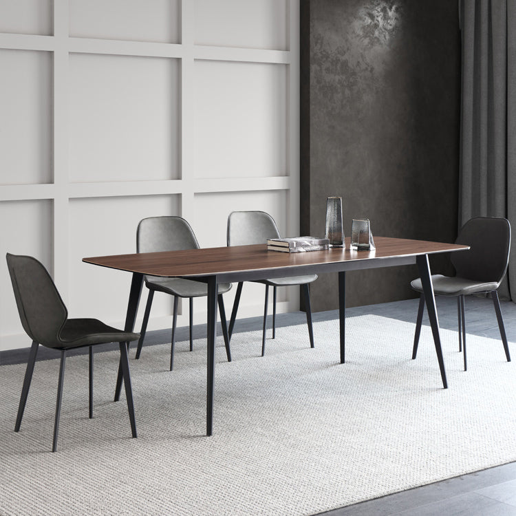 Sintered Stone Industrial Table Restaurant Rectangle Dining Table with 4 Metal Legs 51.2"L x 27.6"W x 29.5"H Without Chairs Clearhalo ' dining_table' 'Dining Tables & Seating' 'Dining Tables' 'furn' 'furn_dining_table' 'Furniture' 'furniture_dining_table' 'Kitchen & Dining Furniture' 'kitchen&dining_furn' 'kitchen' 'kitchen_dining_table' 4429580