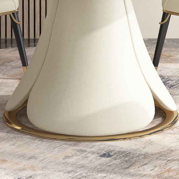 Sintered Stone Top Extendable Table Modern Round Table with Pedestal Base Clearhalo ' dining_table' 'Dining Tables & Seating' 'Dining Tables' 'furn' 'furn_dining_table' 'Furniture' 'furniture_dining_table' 'Kitchen & Dining Furniture' 'kitchen&dining_furn' 'kitchen' 'kitchen_dining_table' 4429600