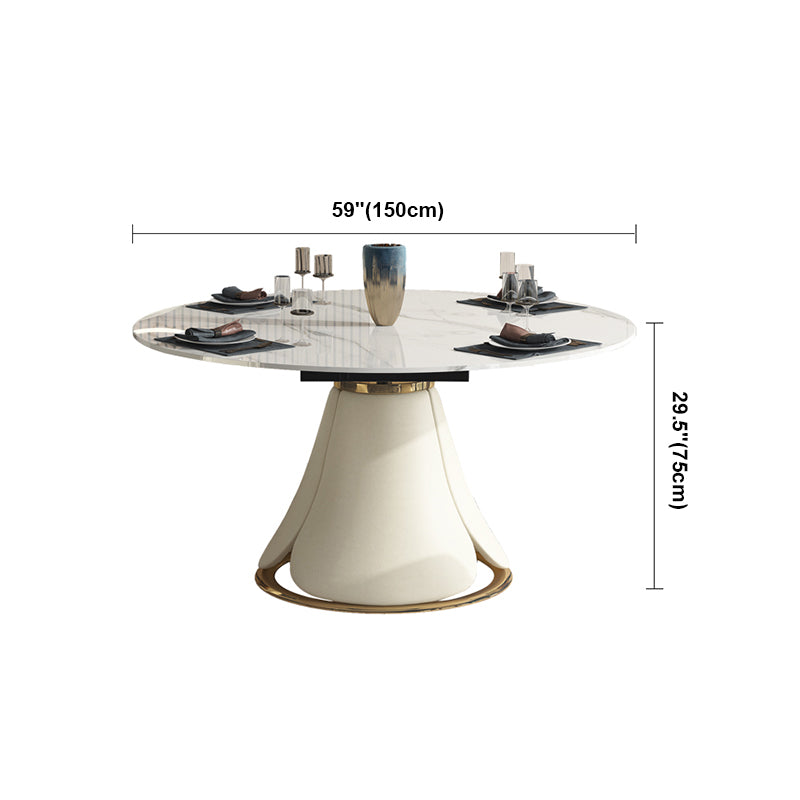 Sintered Stone Top Extendable Table Modern Round Table with Pedestal Base Clearhalo ' dining_table' 'Dining Tables & Seating' 'Dining Tables' 'furn' 'furn_dining_table' 'Furniture' 'furniture_dining_table' 'Kitchen & Dining Furniture' 'kitchen&dining_furn' 'kitchen' 'kitchen_dining_table' 4429606