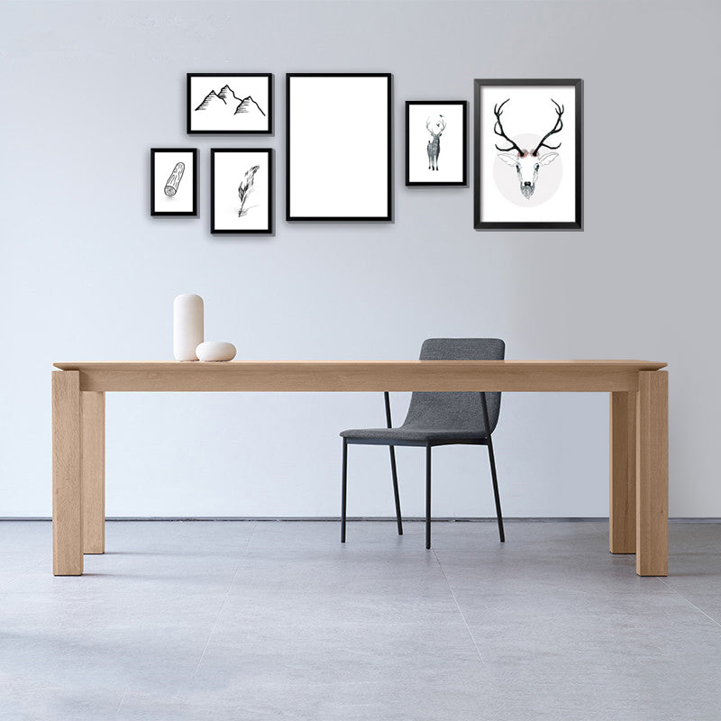 Rectangle Dining Table Modern Solid Wood Fixed Table with 4 Legs Natural 63"L x 27.6"W x 29.5"H Without Chairs Clearhalo ' dining_table' 'Dining Tables & Seating' 'Dining Tables' 'furn' 'furn_dining_table' 'Furniture' 'furniture_dining_table' 'Kitchen & Dining Furniture' 'kitchen&dining_furn' 'kitchen' 'kitchen_dining_table' 4429618