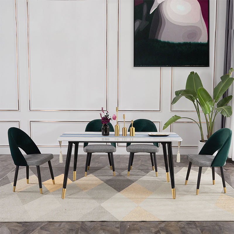 Nordic Glam Dining Chairs Armless Open Back Side Chairs for Kitchen with Metal Legs Clearhalo ' kitchen&dining_furn' 'Dining Chairs' 'Dining Tables & Seating' 'dining_chair' 'furn' 'furn_dining_chair' 'Furniture' 'furniture_dining_chair' 'Kitchen & Dining Furniture' 'kitchen' 4429654