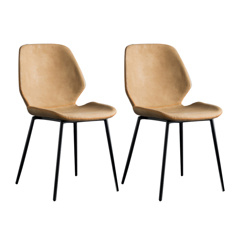 Modern Metal Dining Side Chair Solid Back Dining Armless Chair for Restaurant Use Brown 2 Piece Set Clearhalo ' kitchen&dining_furn' 'Dining Chairs' 'Dining Tables & Seating' 'dining_chair' 'furn' 'furn_dining_chair' 'Furniture' 'furniture_dining_chair' 'Kitchen & Dining Furniture' 'kitchen' 4429682