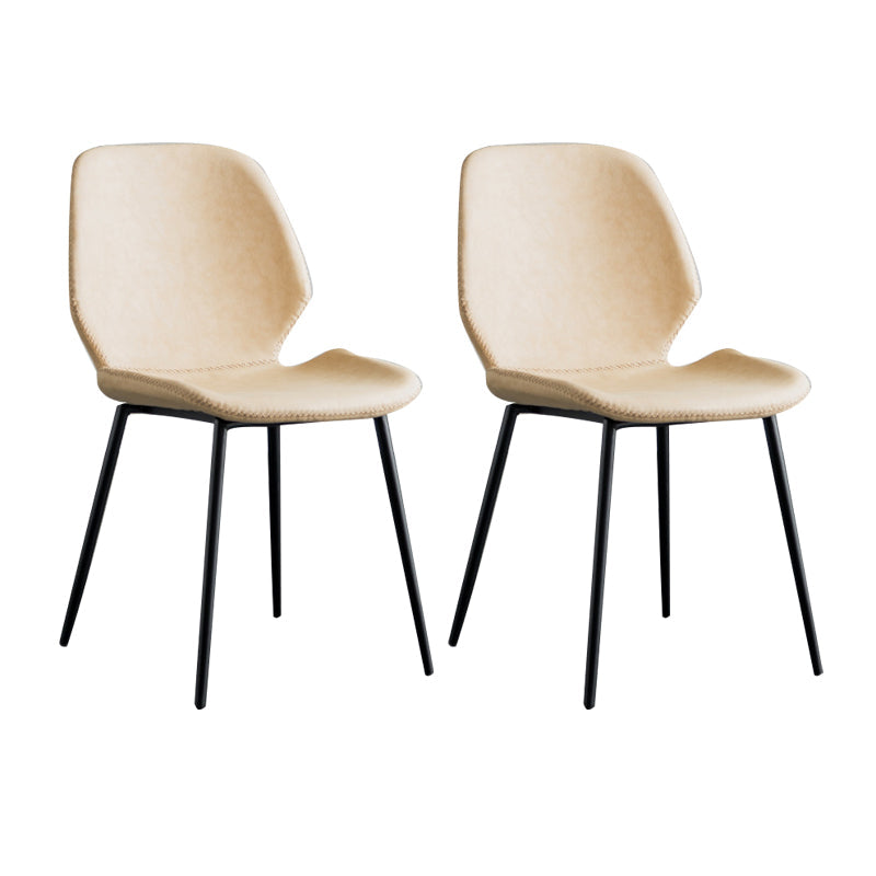 Modern Metal Dining Side Chair Solid Back Dining Armless Chair for Restaurant Use Khaki 2 Piece Set Clearhalo ' kitchen&dining_furn' 'Dining Chairs' 'Dining Tables & Seating' 'dining_chair' 'furn' 'furn_dining_chair' 'Furniture' 'furniture_dining_chair' 'Kitchen & Dining Furniture' 'kitchen' 4429687