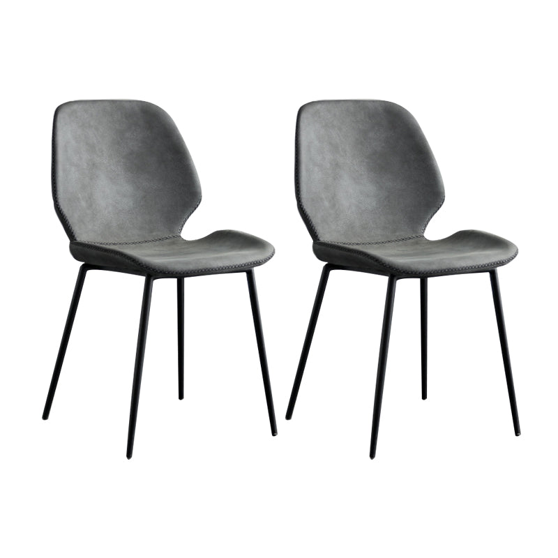Modern Metal Dining Side Chair Solid Back Dining Armless Chair for Restaurant Use Black-Gray 2 Piece Set Clearhalo ' kitchen&dining_furn' 'Dining Chairs' 'Dining Tables & Seating' 'dining_chair' 'furn' 'furn_dining_chair' 'Furniture' 'furniture_dining_chair' 'Kitchen & Dining Furniture' 'kitchen' 4429691