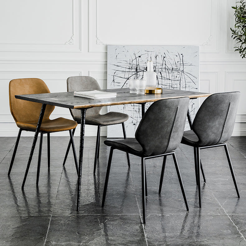 Modern Metal Dining Side Chair Solid Back Dining Armless Chair for Restaurant Use Clearhalo ' kitchen&dining_furn' 'Dining Chairs' 'Dining Tables & Seating' 'dining_chair' 'furn' 'furn_dining_chair' 'Furniture' 'furniture_dining_chair' 'Kitchen & Dining Furniture' 'kitchen' 4429694