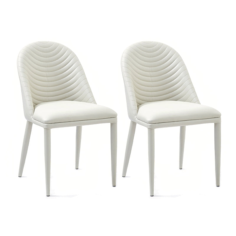Contemporary Design Armless Solid Back Side Chairs Leather Dining Chairs for Home White 2 Piece Set Clearhalo ' kitchen&dining_furn' 'Dining Chairs' 'Dining Tables & Seating' 'dining_chair' 'furn' 'furn_dining_chair' 'Furniture' 'furniture_dining_chair' 'Kitchen & Dining Furniture' 'kitchen' 4429713