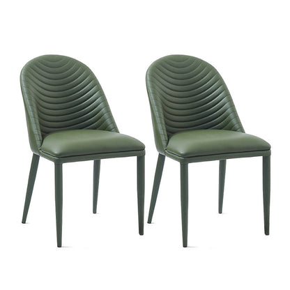 Contemporary Design Armless Solid Back Side Chairs Leather Dining Chairs for Home Green 2 Piece Set Clearhalo ' kitchen&dining_furn' 'Dining Chairs' 'Dining Tables & Seating' 'dining_chair' 'furn' 'furn_dining_chair' 'Furniture' 'furniture_dining_chair' 'Kitchen & Dining Furniture' 'kitchen' 4429717