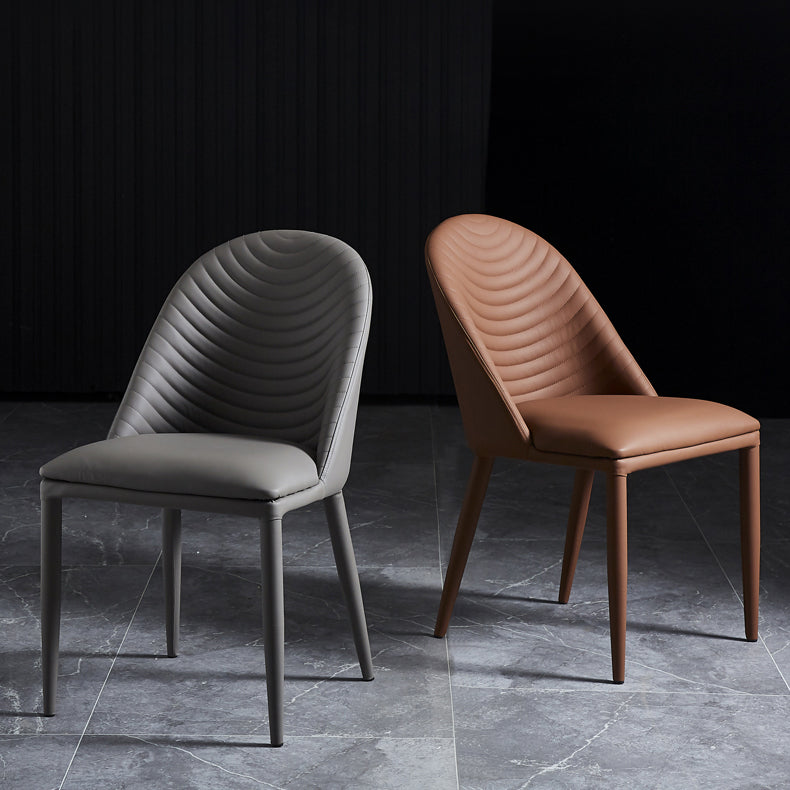 Contemporary Design Armless Solid Back Side Chairs Leather Dining Chairs for Home Clearhalo ' kitchen&dining_furn' 'Dining Chairs' 'Dining Tables & Seating' 'dining_chair' 'furn' 'furn_dining_chair' 'Furniture' 'furniture_dining_chair' 'Kitchen & Dining Furniture' 'kitchen' 4429718