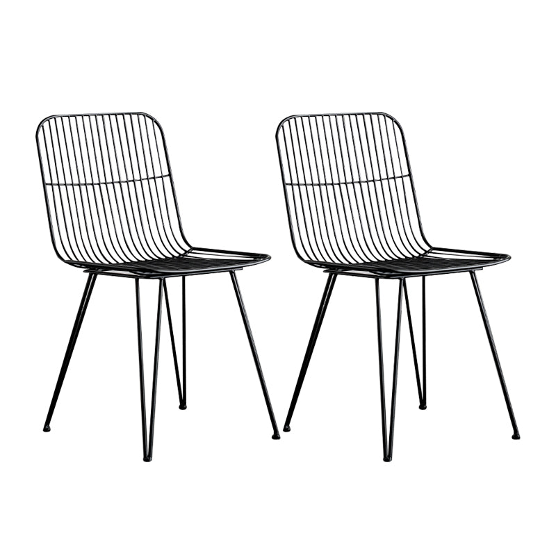 Contemporary Design Open Back Dining Side Chair Armless Dining Side Chairs Black 2 Piece Set Clearhalo ' kitchen&dining_furn' 'Dining Chairs' 'Dining Tables & Seating' 'dining_chair' 'furn' 'furn_dining_chair' 'Furniture' 'furniture_dining_chair' 'Kitchen & Dining Furniture' 'kitchen' 4429731